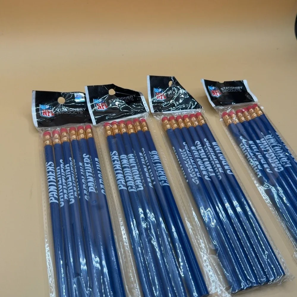 (4) NFL Stationery Products Carolina Panthers Pencils 4-Pack 6 Pencils Each Blue